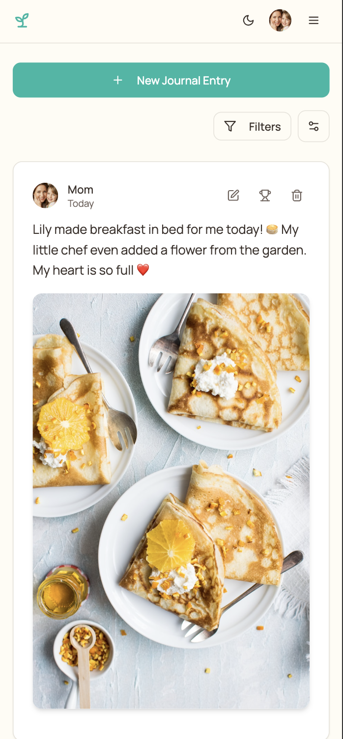 Family feed showing heartwarming moments